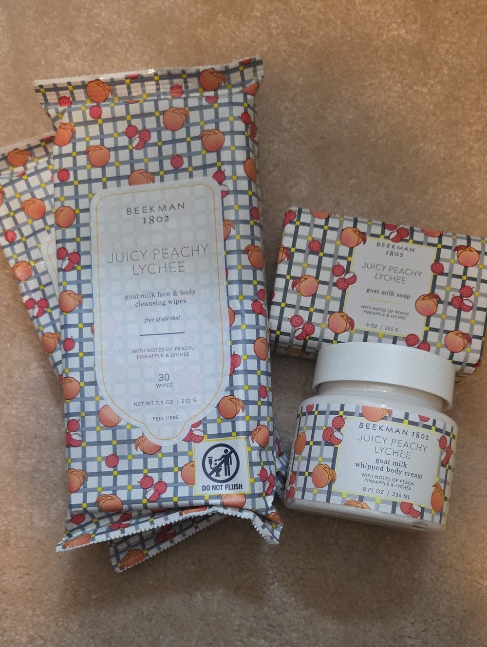 Beekman 1802 Juicy Peachy Lychee Goat Milk Bath & Body Set